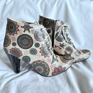 Goby Printed Side-Zip Lace-Up High Heel Booties Women's Boots EUR 39 Multi-Color